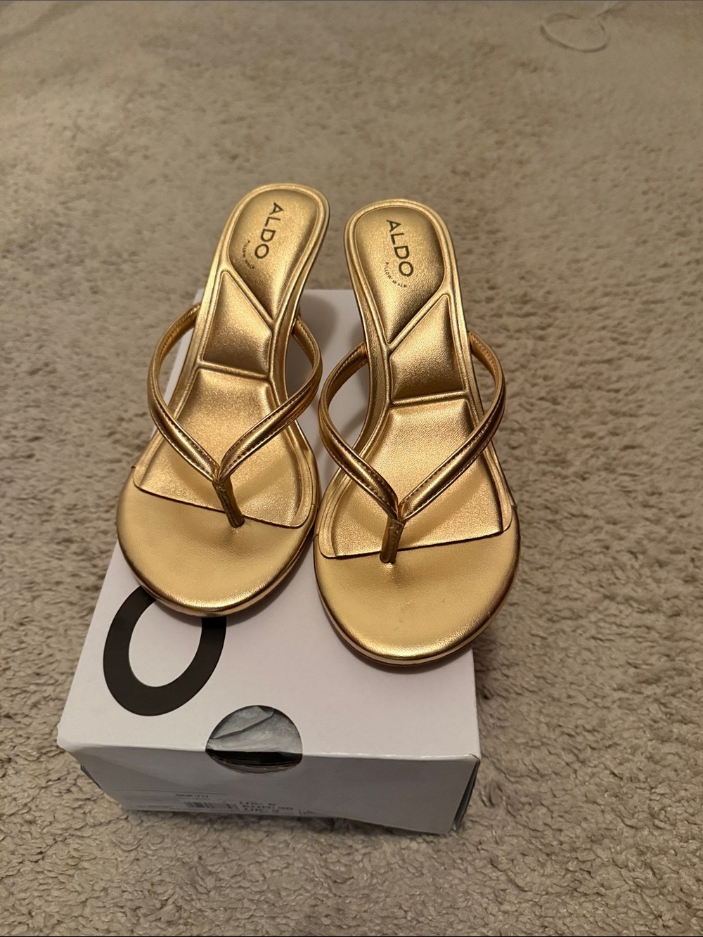 Aldo Metallic Gold Thong Heeled Sandals